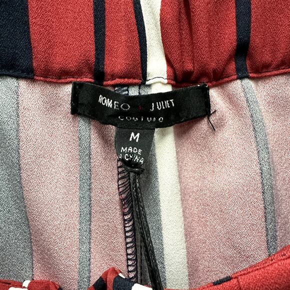 Romeo & Juliet NEW Medium Wide Leg Trousers Vertical Stripes Red Navy Summer‎ - Picture 8 of 10